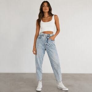 Vintage Gitano Womens Mom Jeans Size 28" Short Acid Wash High Waist Tapered 80s